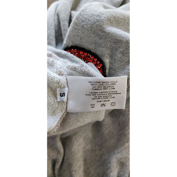 Pam & Gela Lips Patch Sweatshirt Women’s Small Gray Side Tie  Made in USA - Picture 5 of 9